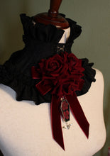 Load image into Gallery viewer, Dearly Departed Corsage - Wine Ribbon, Wine Roses, Red Cosmos