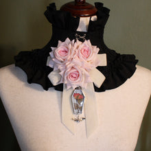 Load image into Gallery viewer, Dearly Departed Corsage - Ivory Ribbon, Pink Roses, Pink Rose