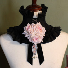Load image into Gallery viewer, Dearly Departed Corsage - Black Ribbon, Pink Roses, Sakura
