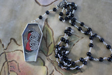 Load image into Gallery viewer, Floral Coffin Rosary - Clear/White, Cramer's 88, Garnet
